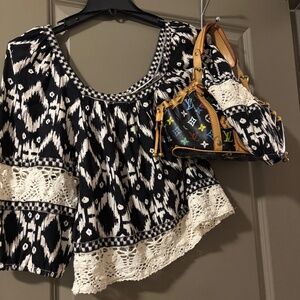 Christian Siriano linen blouse ballon sleeves m